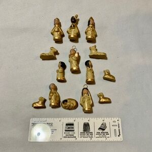 14Pc Miniature Hand Crafted Hand Painted Folk Art Nativity Creche - Mexico